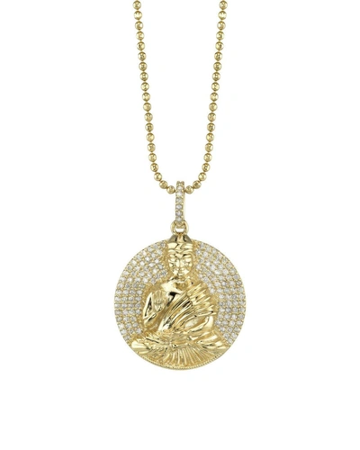 Sheryl Lowe 14k Gold Buddha Pendant Necklace W/ Diamonds