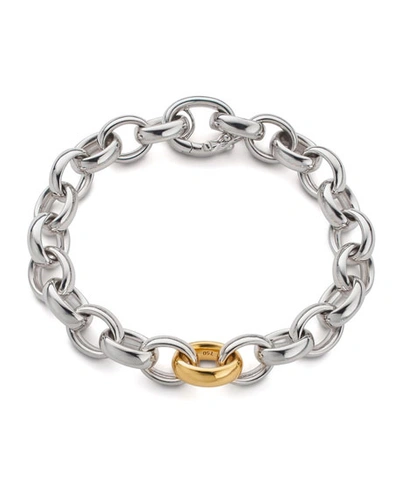 Monica Rich Kosann Sterling Silver Bracelet With 18k Yellow Gold Link, 7.5"