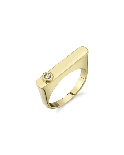 Sheryl Lowe 14k Gold Rectangular Tower Ring W/ Diamond Hexagon