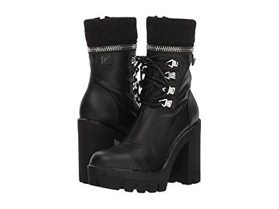 Giuseppe Zanotti Women's Gintonic Leather Zip Top Block-heel Platform Combat Boots In Nero