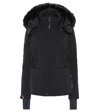 Moncler Entova Parka Coat W/ Removable Fur Hood In Black