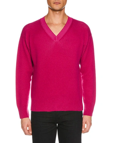 Tom Ford Men's V-neck Cashmere Sweater In Fuchsia