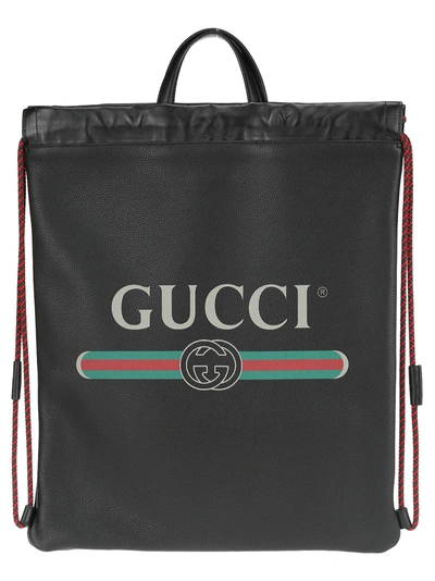 Gucci Leather Zaino Drawstring Backpack In Green