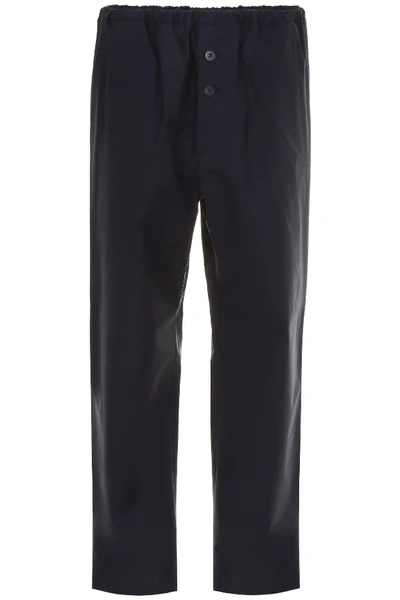 Jil Sander Techno Cotton Trousers In Blue