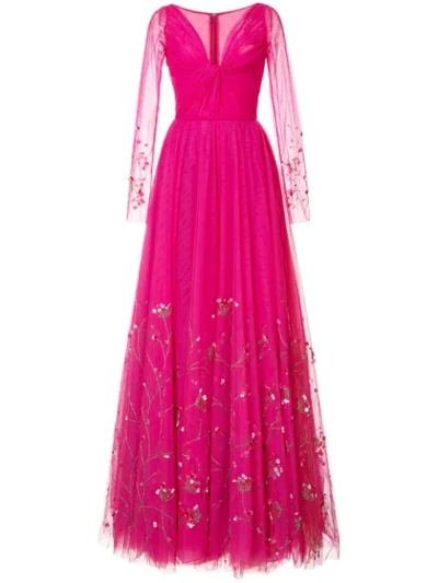 Carolina Herrera Embellished Tulle Evening Dress - Pink