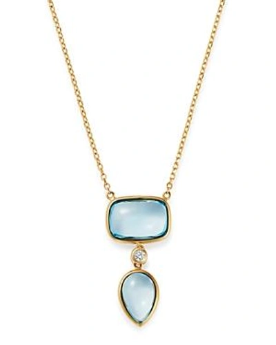 Olivia B 14k Yellow Gold Tiered Sky Blue Topaz & Diamond Drop Pendant Necklace, 17 - 100% Exclusive In Blue/gold