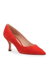 Stuart Weitzman Women's Tippi 70 Pointed Toe Suede Kitten Heel Pumps In Follow Me Red