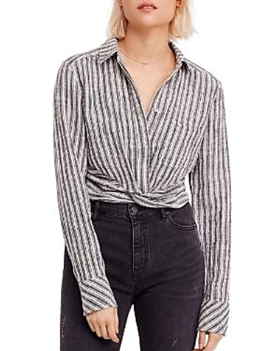 Free People Lust For Life Striped Cotton-blend Top In Ivory