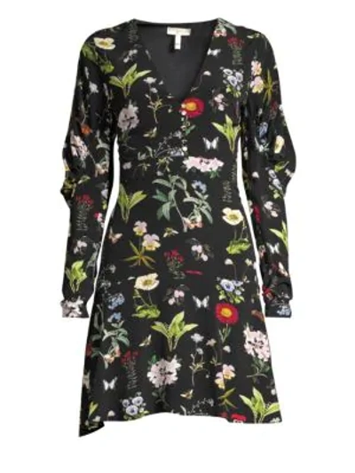 Joie Tamarice Floral-print A-line Dress In Caviar