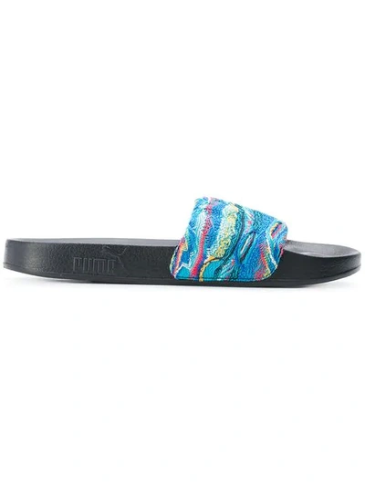 Puma X Coogi Men's Leadcat Knit Slide Sandals In Blue/ Black