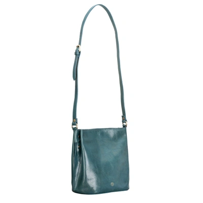 Maxwell Scott Bags Luxury Petrol Leather Bucket Bag Handbag For Women