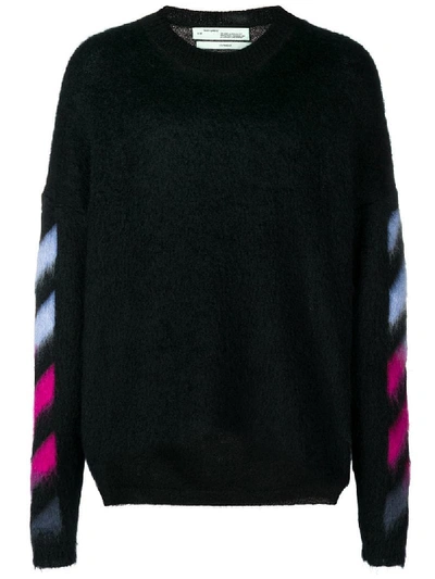 Off-white Oversized Arrows Mohair Blend Sweater In Black