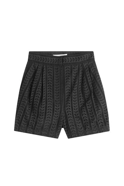 Philosophy Di Lorenzo Serafini High-waisted Cotton Eyelet Shorts In Black