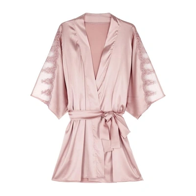 Fleur Of England Antoinette Blush Silk-blend Robe In Light Pink