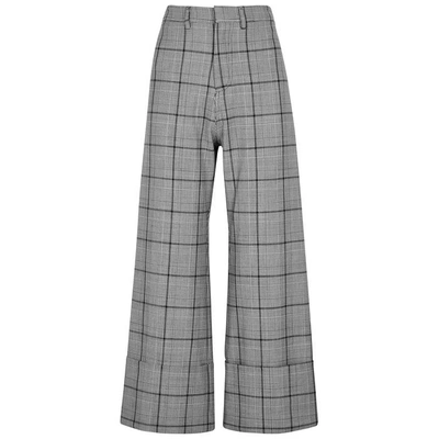 Sea Ny Bacal Checked High-waisted Trousers In Grey