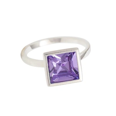Susan Caplan Contemporary Sterling Silver Ozera Ring With Tanzanite Swarovski Crystal