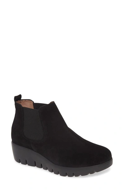 Wonders Slip-on Chelsea Boot In Black Suede