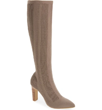 Charles By Charles David Davis Knit Boot In Taupe Fabric