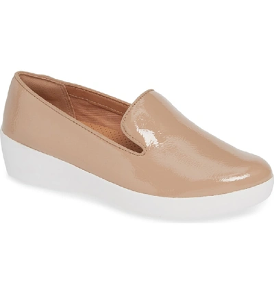 Fitflop Audrey Smoking Slipper In Taupe Patent Leather