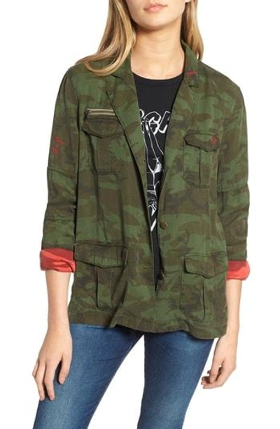 Pam & Gela Contrast Cuff Camo Jacket In Army Camo