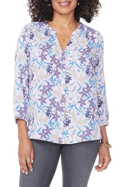 Nydj Pleat Back Blouse In Shrinking Violets Wild Lilac