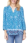 Nydj Pleat Back Blouse In Heavenly Roses Pacific Grove