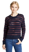 Rag & Bone Penn Cropped Sweater With Sheer Stripe Detail In Navy & Red