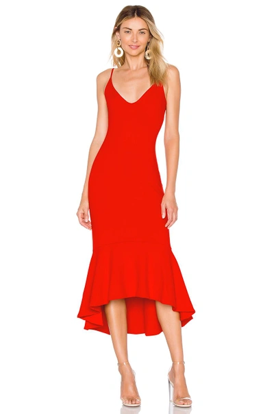 Susana Monaco Ruffle Hem Dress In Perfect Red