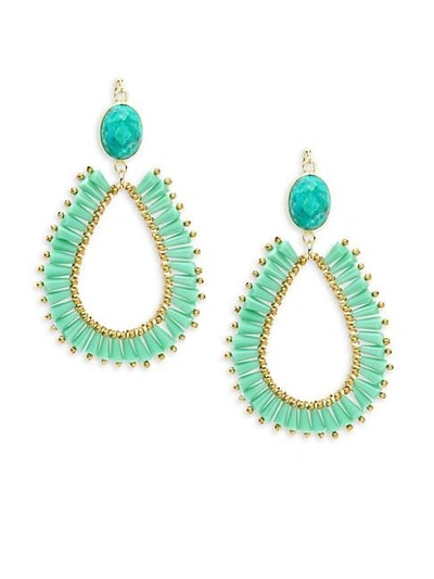 Panacea Crystal Open Teardrop Earrings In Green