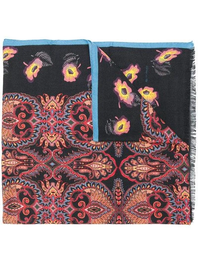 Etro Paisley Print Scarf - Black