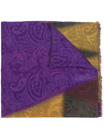 Etro Cashmere Paisley Print Scarf In Yellow