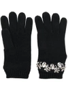 Twinset Twin-set Crystal Embellished Gloves - Black