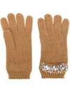 Twinset Twin-set Crystal Embellished Gloves - Brown