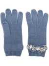 Twinset Twin-set Crystal Embellished Gloves - Blue