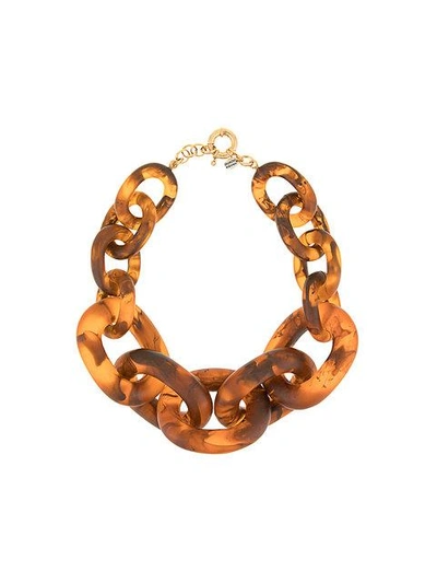 Vanda Jacintho Tortoiseshell Oversized Cable Chain Necklace In Brown