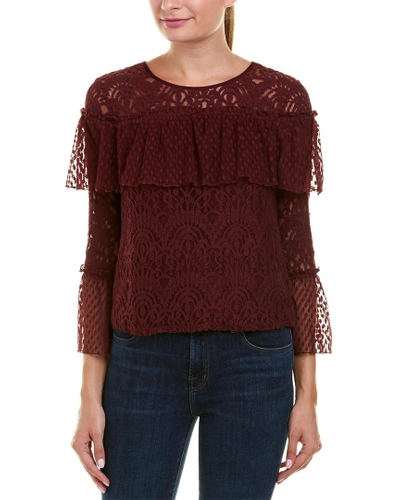 Ella Moss Mixed Lace Blouse In Purple
