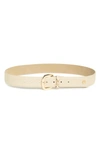 Vince Camuto Horsebit Belt In Vanilla