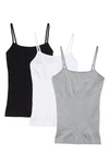 Skinny Girl 3-pack Seamless Shaping Camisoles In Lt Heather/ White/ Black