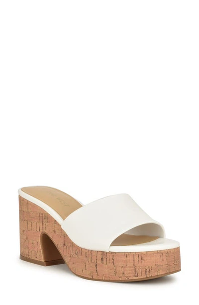 Nine West Barata Platform Cork Sandal In White