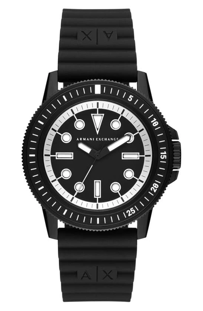 Ax Armani Exchange Silicone Strap Watch, 42mm In Black
