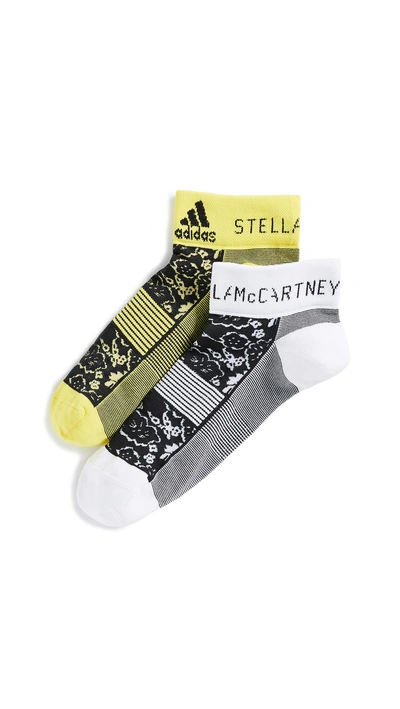 Adidas By Stella Mccartney Athletic Sock Set In Shock Yellow/black/white/black