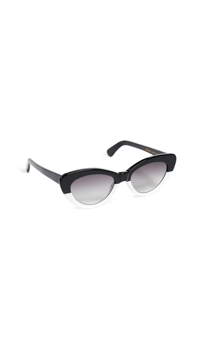 Illesteva Pamela Half & Half Sunglasses In Black White/grey