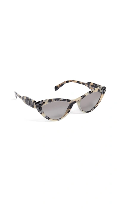 Miu Miu Crystals Cat Eye Sunglasses In Sand Havana Moro/grey Gradient