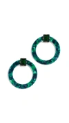 For Love & Lemons Nathalie Hoop Earrings In Royal Green