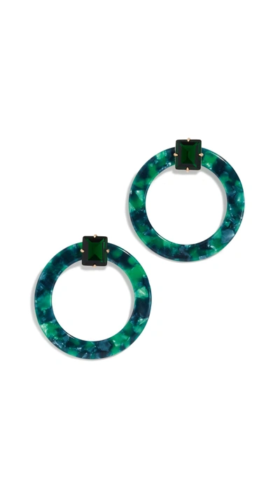 For Love & Lemons Nathalie Hoop Earrings In Royal Green