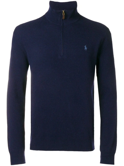 Polo Ralph Lauren Men's Big & Tall Cotton Quarter-zip Sweater In Blue