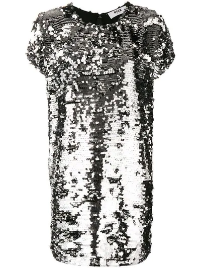 Msgm Sequin Shift Dress In Argento