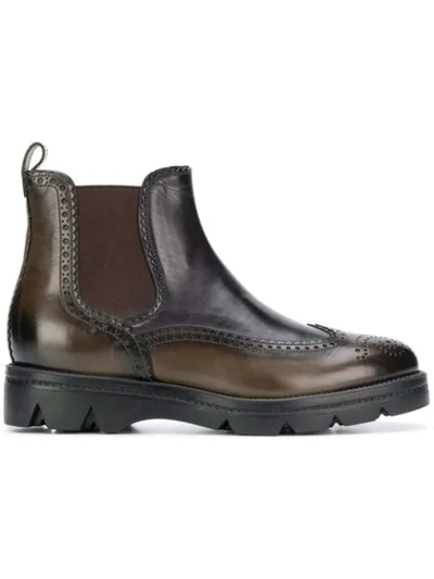 Santoni Chunky Sole Chelsea Boots In Green