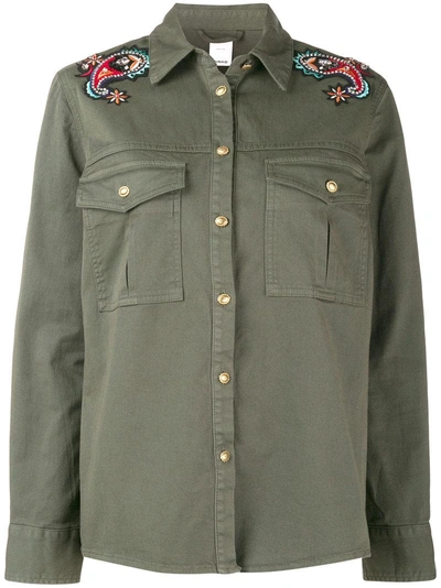 Pinko Embroidered Shoulders Shirt In Green