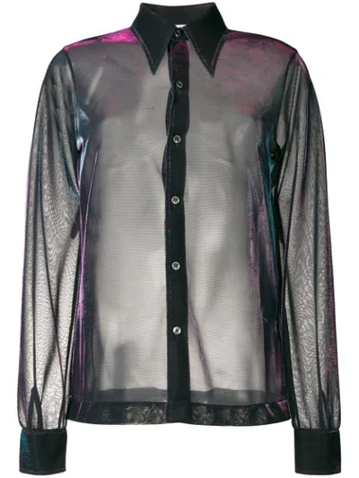 Maison Margiela Sheer Reflective Shirt In Blue